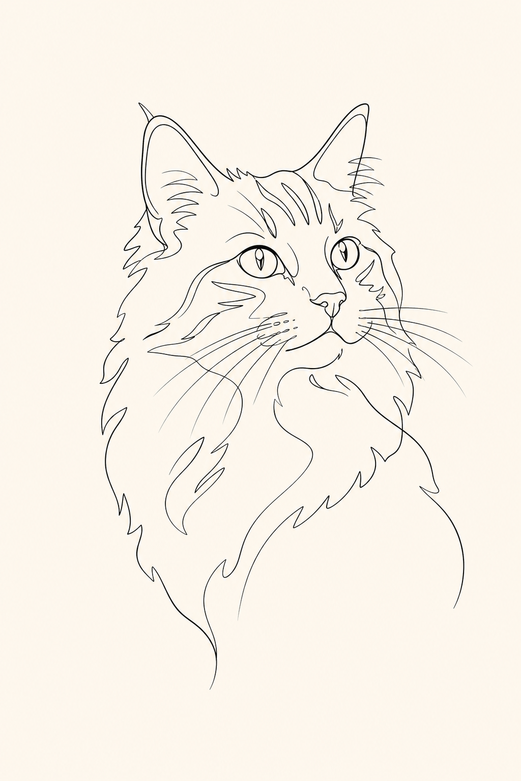 AI-assisted minimal line art demo portrait of a fictional cat named Charlie